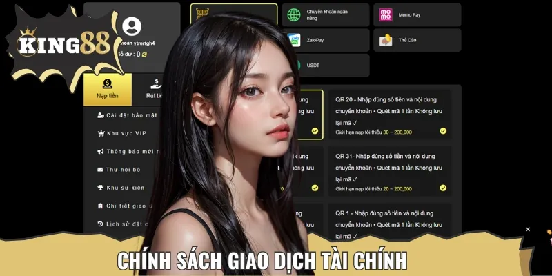 Chính sách giao dịch tài chính nạp và rút tiền đối với hội viên