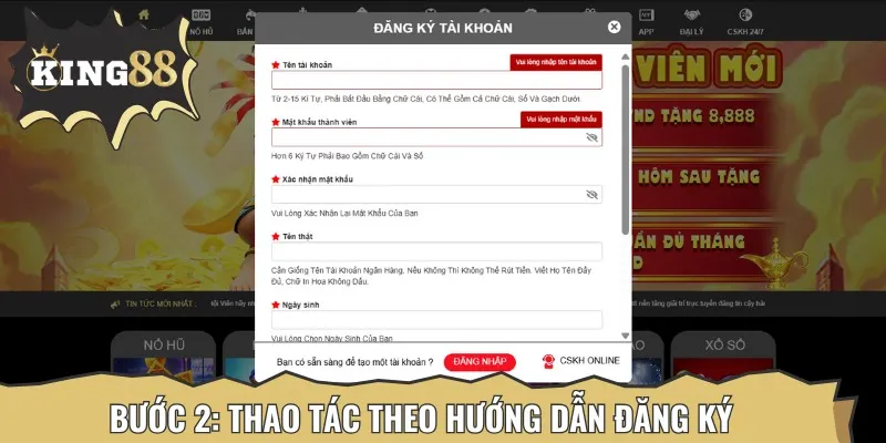 Ở bước hướng dẫn đăng ký này, bạn chỉ cần điền các thông tin vào ô trống