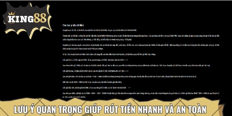 Một số lưu ý quan trọng giúp rút tiền nhanh và an toàn