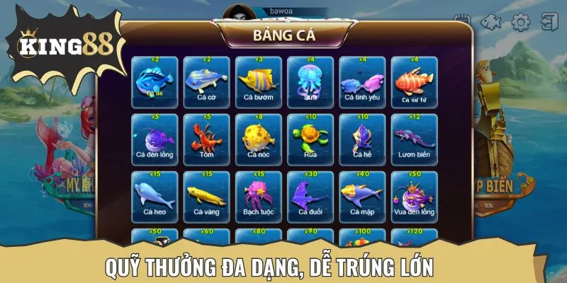Qũy thưởng trong Vua Bắn Cá lên đến hàng chục triệu đồng